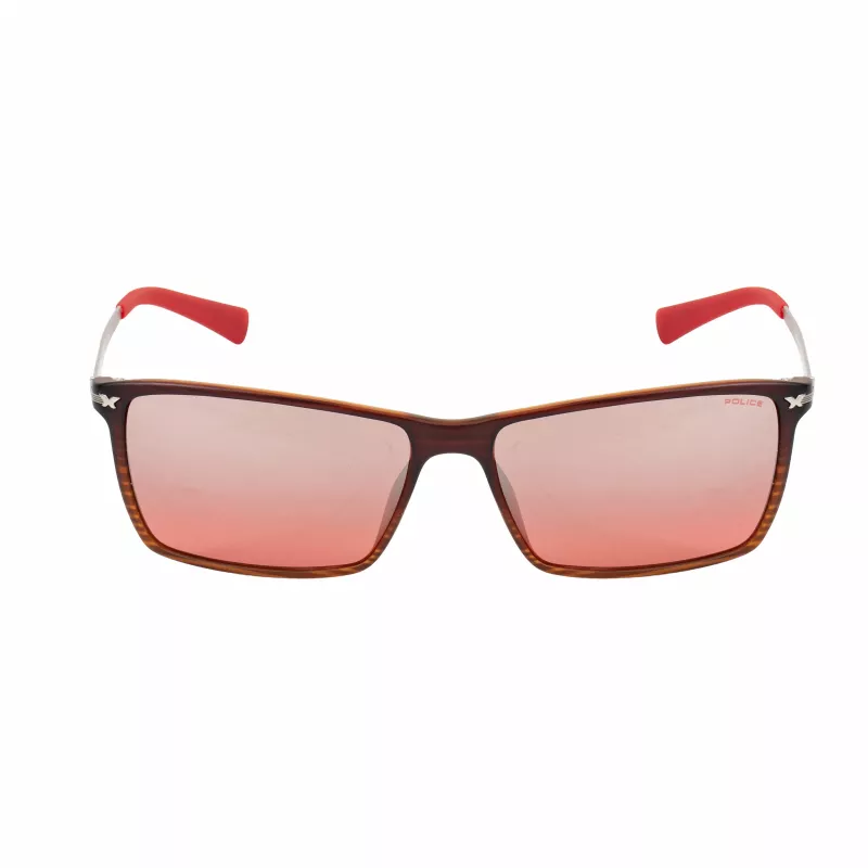 POLICE Vyriški akiniai nuo saulės S195758ABRM - Rudi Havana acetato rėmeliai su rudais polikarbonatiniais lęšiais - UV400 apsauga - 58 mm lęšio plotis