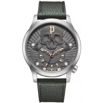 POLICE Men's Watch PEWJA2227703 46mm Black Dial Leather Strap