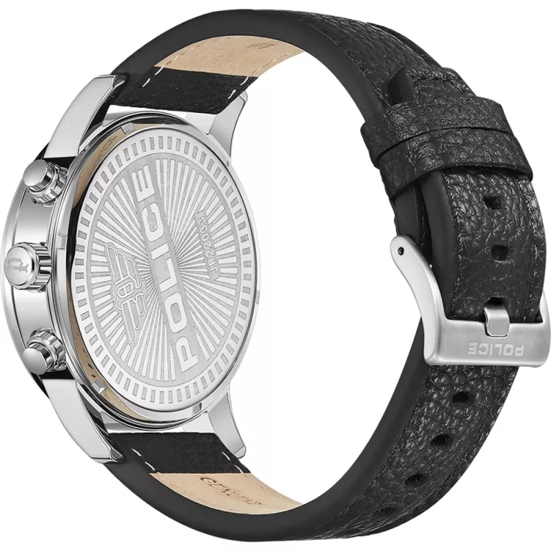POLICE Vyriškas laikrodis PEWJF2203305 48mm Chronografas Juodas Ciferblatas Odinis Dirželis