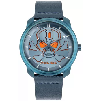 POLICE Vyriškas laikrodis PL15714JSBL03 Raho Mėlynas ciferblatas Odinis dirželis 44mm