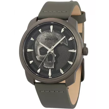 Police vyrų laikrodis PL15714JSU61A 44mm mėlynas ciferblatas odinis dirželis