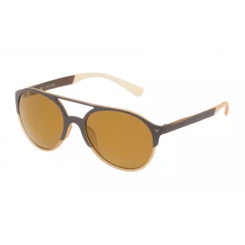 POLICE SPL163557ESG Unisex stačiakampiai akiniai nuo saulės Havana acetato rėmelis žali polikarbonato lęšiai 55/19/140 mm UV400