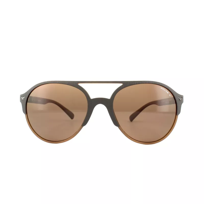 Police SPL1635594CP Unisex Rectangular Sunglasses Havana Acetate Frame Green Polarized Lens 55/19/140 mm