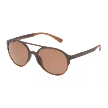 Police SPL1635594CP Unisex Rectangular Sunglasses Havana Acetate Frame Green Polarized Lens 55/19/140 mm