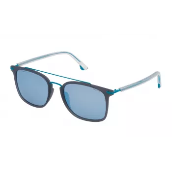 POLICE SPL58354M20P Unisex akiniai - Juodas acetato rėmelis, pilki poliarizuoti lęšiai, 54 mm