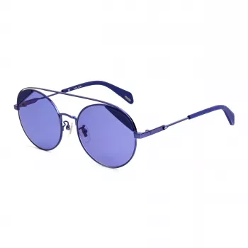 POLICE SPLA94548P6B Moteriški stačiakampiai poliarizuoti akiniai nuo saulės Havana Brown acetato rėmeliu, rudi lęšiai 54/18/140 mm