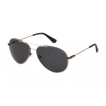 POLICE SPLL11-590302 Unisex akiniai - juodas rėmelis, pilki lęšiai, UV400, 59 mm