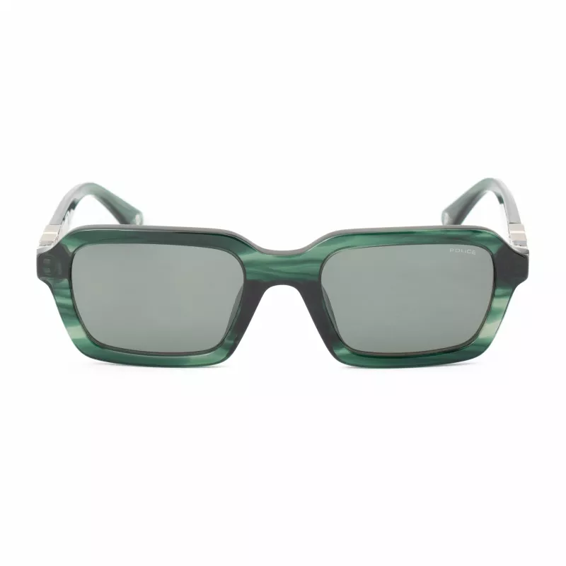 POLICE SPLL14-5309N6 Vyriški akiniai nuo saulės - Juodas acetatinis rėmelis, pilki polikarbonatiniai lęšiai, UV400 apsauga, 53 mm