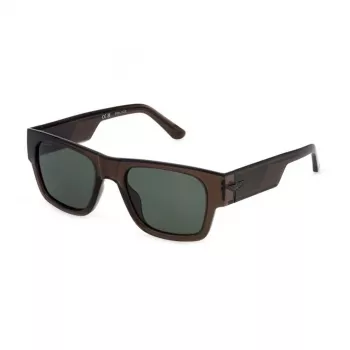 POLICE SPLP23M54M82P Vyriški stačiakampiai poliarizuoti akiniai nuo saulės, Havana acetato rėmelis, žali lęšiai, 54 mm