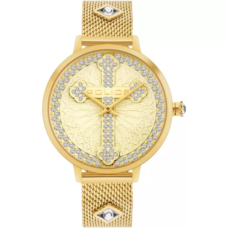 POLICE Women's PL16031MSG22M Raho Quartz Analog Watch 36mm Stainless Steel Mesh Silver