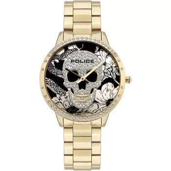 Moterinis laikrodis Police PL16067MSG02M, kvarcinis, analoginis, 36 mm, rožinio aukso spalvos nerūdijančio plieno tinklelio apyrankė