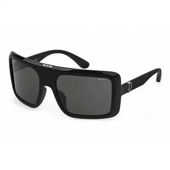 POLICE moteriški akiniai nuo saulės SPLF62M6104AW - stačiakampis acetatinis rėmelis su UV400 pilkais lęšiais (62/18/140 mm)