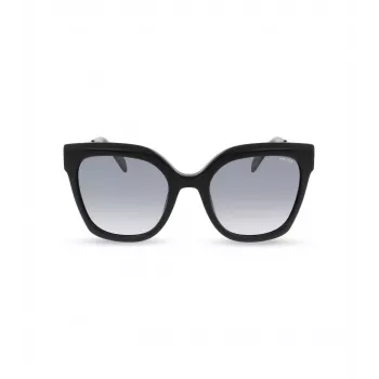POLICE Moteriški akiniai nuo saulės SPLG19-540700 Juodas acetatinis kvadratinis rėmas Pilki lęšiai 54mm