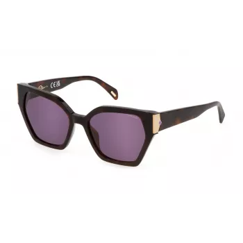 POLICE Moteriški akiniai nuo saulės SPLL34-550752 - Acetatinis rėmelis, UV400 apsauga, 55 mm lęšiai