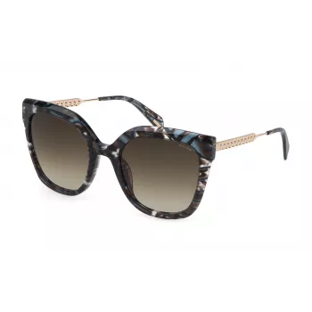 POLICE Women SPLG19540XAP Rectangular Acetate Sunglasses Black/Grey 54/21/135 mm UV400