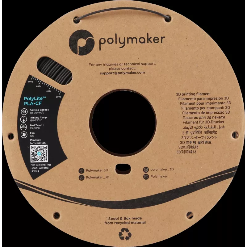 Polymaker PA10001 PLA kaitinimo siūlas 1,75 mm 1 kg juodas