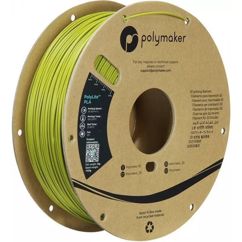 Polymaker PolyLite PLA 3D spausdintuvo kaitinamoji medžiaga 1,75mm alyvuogių žalios spalvos 1kg (PA02058)