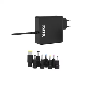 PORT Universal nešiojamojo kompiuterio maitinimo adapteris 65W su 8 antgaliais - juoda