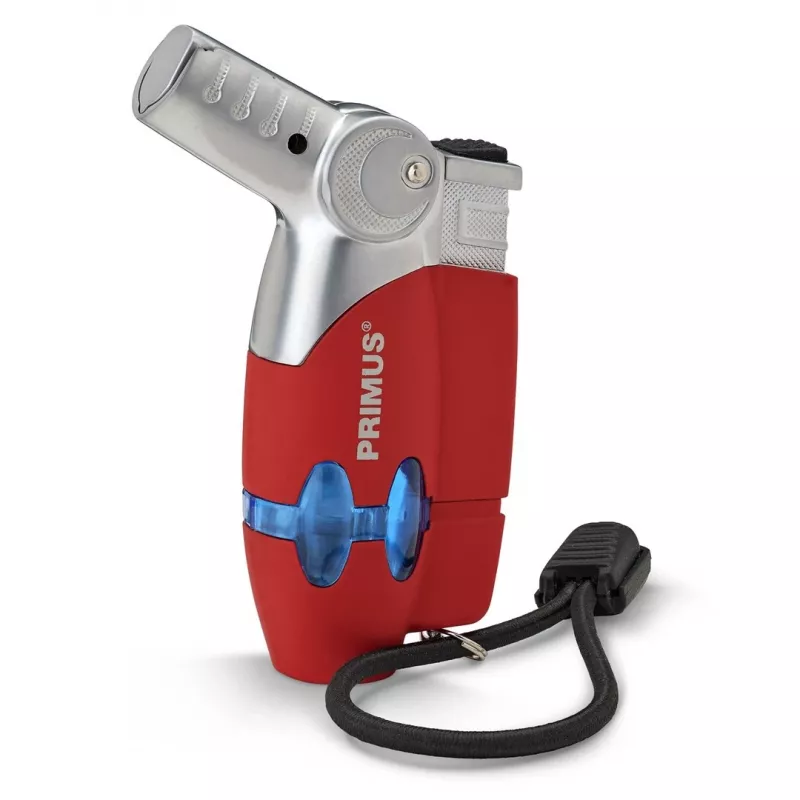 Primus PowerLighter III Spark Piezo virtuvinis žiebtuvėlis – raudonas, daugkartinio naudojimo dujinis, atsparus vėjui, reguliuojama liepsna, lauko ir stovyklavimo