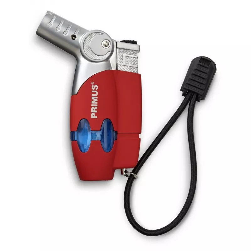 Primus PowerLighter III Spark Piezo virtuvinis žiebtuvėlis – raudonas, daugkartinio naudojimo dujinis, atsparus vėjui, reguliuojama liepsna, lauko ir stovyklavimo