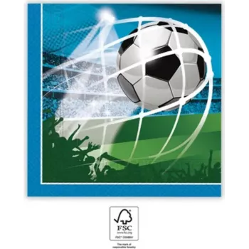 PROCOS Futbolo vakarėlio 2 sluoksnių popierinės servetėlės, 20 vnt., 33x33 cm, žalios/baltos/juodos (93747)