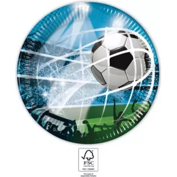 Procos futbolo vakarėlio popierinės lėkštės 23 cm, 8 vnt., įvairiaspalvės 93744