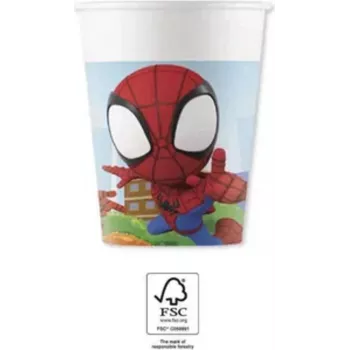 Procos Marvel Spider-Man popieriniai puodeliai 200ml 8 vienetų rinkinys vakarėlių puodeliai 94877