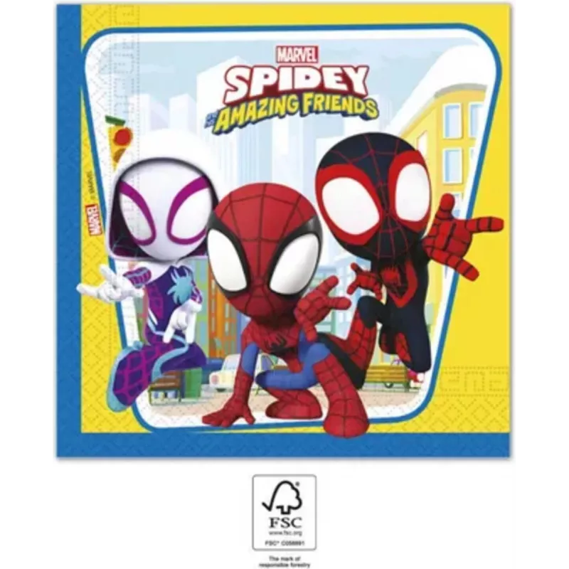 PROCOS Marvel Spiderman 2 sluoksnių popierinės servetėlės, 20 vnt. pakelyje (94878)