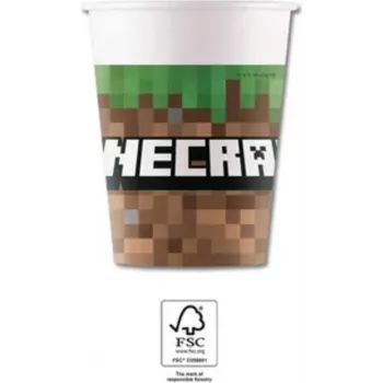 Procos Minecraft vakarėlio popierinės stiklinės 250 ml, 8 vnt. rinkinys 95442