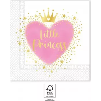 Procos My Little Princess 2 sluoksnių popierinės servetėlės 33x33 cm, 20 vnt. pakuotė, daugiaspalvis princesės raštas (96478)