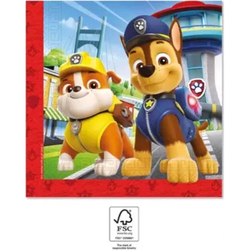 Procos Paw Patrol 2 sluoksnių popierinės servetėlės, 20 vnt., 33x33 cm, įvairiaspalvės 95599