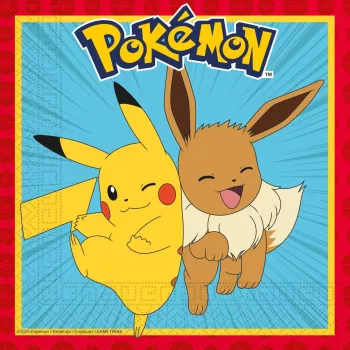 Procos Pokemon 2 sluoksnių popierinės servetėlės, 20 vnt., 33 x 33 cm, įvairiaspalvės 98393