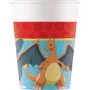 Procos Pokémon popieriniai puodeliai, 8 vnt., 200 ml, Pikachu, Charmander, Squirtle, Bulbasaur, vakarėlio puodeliai 98401