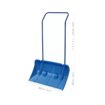 PROSPERPLAST PP. Dvigubas kastuvas Arctic Blue 80 cm sniego kastuvas su plienine rankena