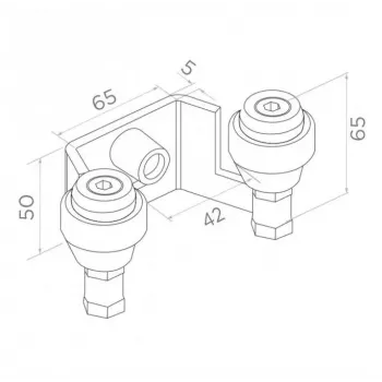 PSG 60.022.7016 Viršutinis vartų kreiptuvas stumdomiems vartams, 42 mm ritinėliai, antracito pilka RAL7016