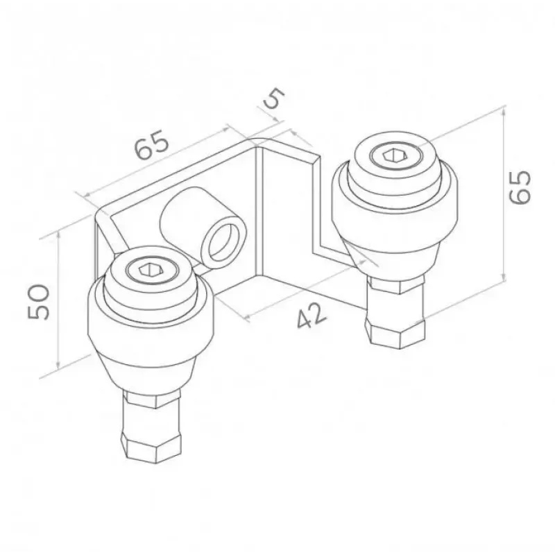 PSG 60.022.7016 Viršutinis vartų kreiptuvas stumdomiems vartams, 42 mm ritinėliai, antracito pilka RAL7016