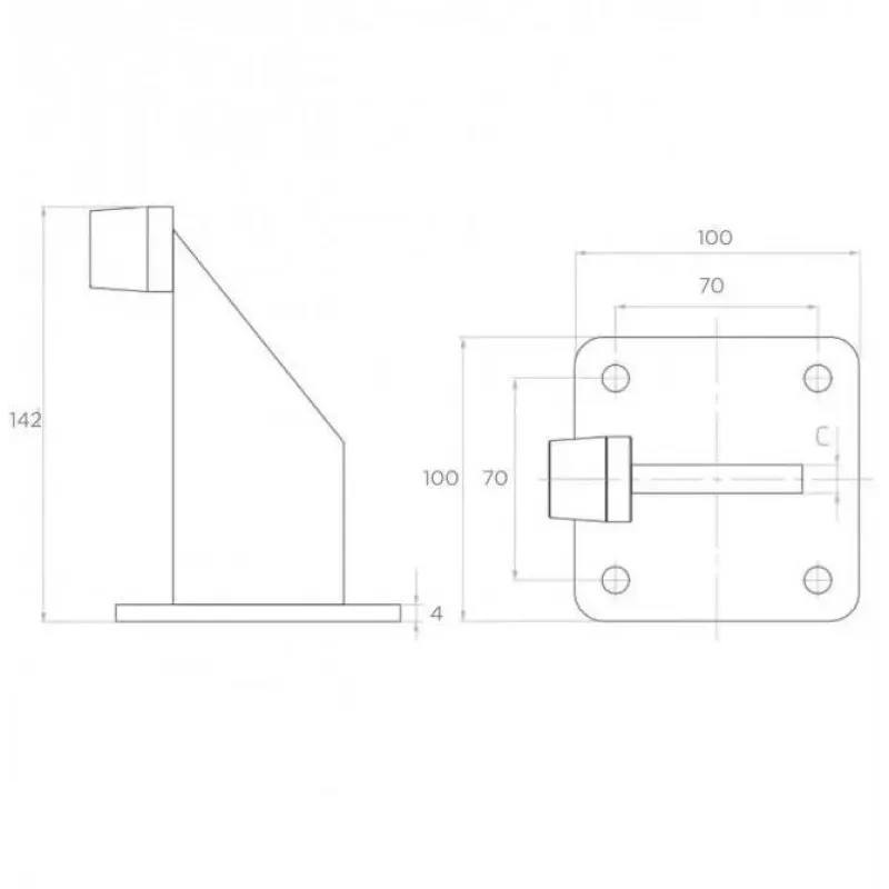 PSG 60.039.9005 vartų atramos buferis, EPDM guma, juoda RAL 9005, 2 skylių varžtinis montavimas, 70 mm atstumas tarp skylių, 11 mm skylės, -30°C iki +80°C