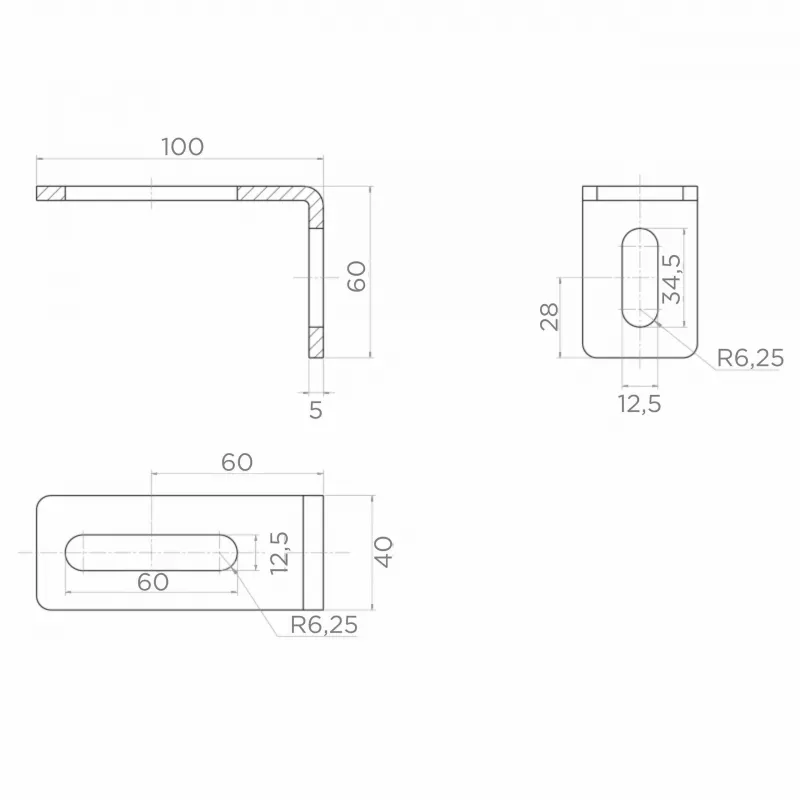 PSG 60.041.7016 Guide Roller Angle Bracket 100x60mm Anthracite Grey RAL7016