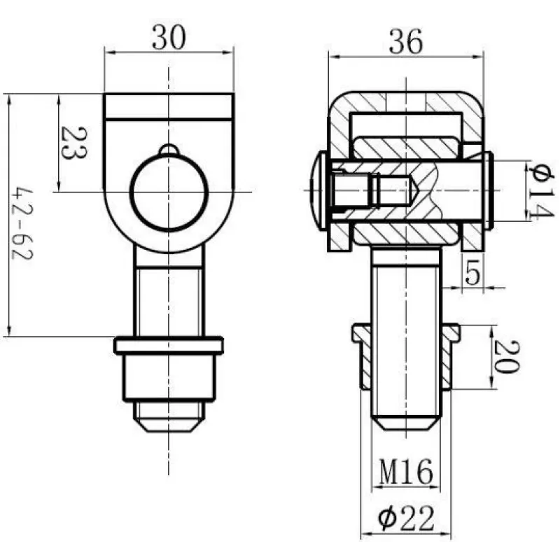 PSG 61.001.01 privirinamas vyris M16 sriegis cinkuota akis