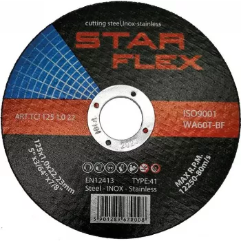 PSG Star Flex T41-125-1.0 WA60T-BF-INOX pjovimo diskas 125 x 1.0 mm nerūdijančiam plienui