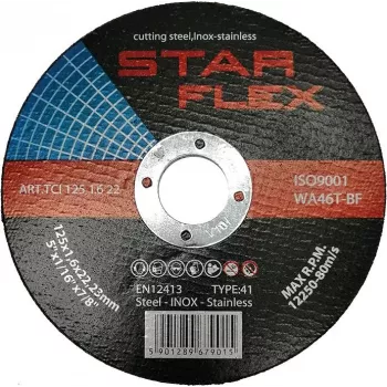 PSG Star Flex T41-125-1.6 WA46T-BF-INOX pjovimo diskas nerūdijančiam plienui 125 mm x 1.6 mm x 22.23 mm