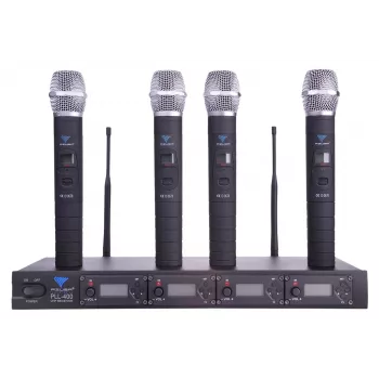 PULSAR PLL-400 UHF 4 kanalų belaidė mikrofonų sistema (4 rankiniai mikrofonai)