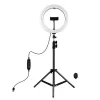 PULUZ 26cm LED žiedo šviesa su trikojžiu stovu iki 1,1 m ir telefono laikikliu, USB maitinimas