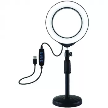 PULUZ LED žiedinė šviesa 16cm su stovu 18-28cm USB
