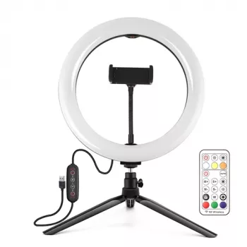 PULUZ LED žiedinė šviesa 26cm su 8,3cm trikoju stovu USB
