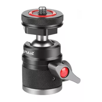 PULUZ PU3075B Aliuminio lydinio rutulinė galvutė su šalto bato laikikliu (juoda)