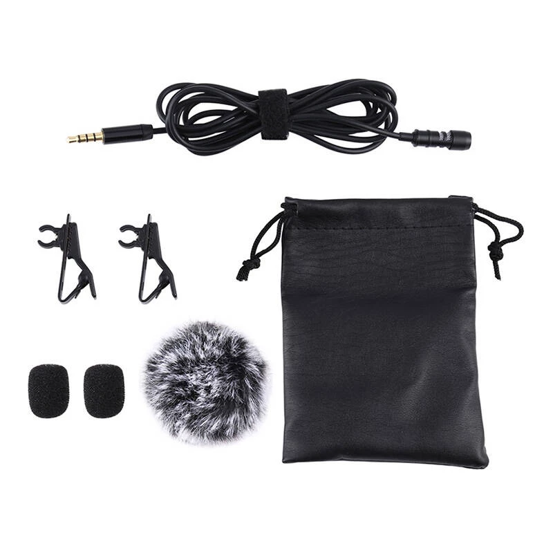 PULUZ PU424 Lavalier mikrofonas 1,5 m 3,5 mm TRRS įvairiakryptis kondensatorinis segtuvinis mikrofonas išmaniesiems telefonams, DSLR fotoaparatams, nešiojamiesiems kompiuteriams – juodas