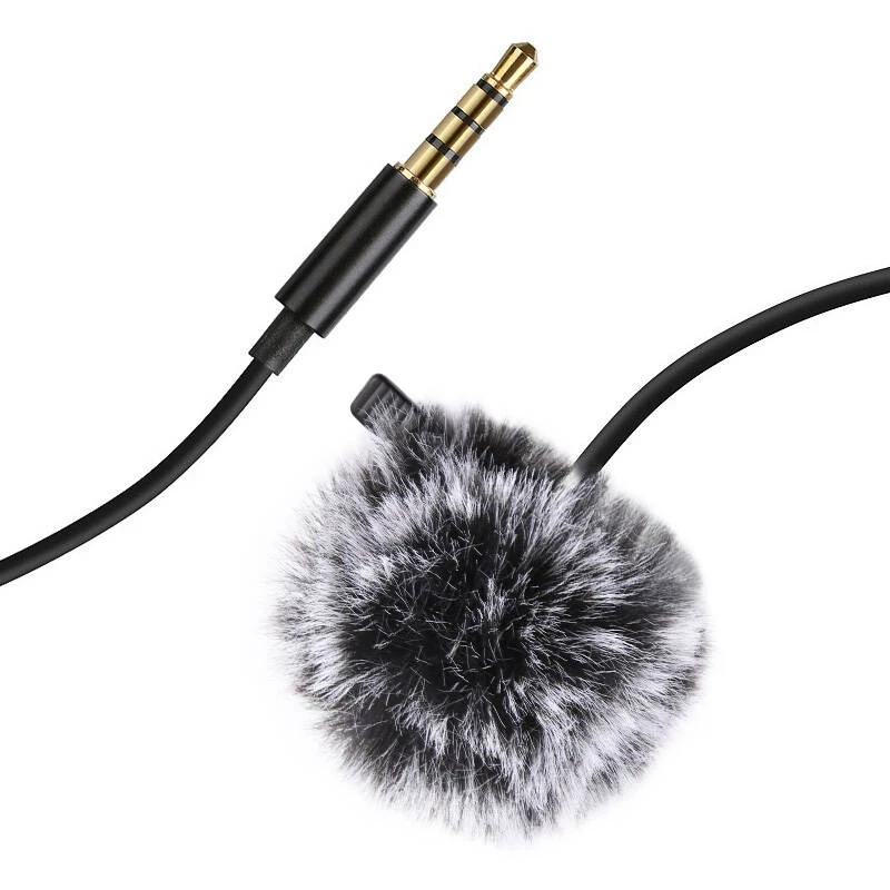 PULUZ PU424 Lavalier mikrofonas 1,5 m 3,5 mm TRRS įvairiakryptis kondensatorinis segtuvinis mikrofonas išmaniesiems telefonams, DSLR fotoaparatams, nešiojamiesiems kompiuteriams – juodas