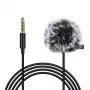 PULUZ PU424 Lavalier mikrofonas 1,5 m 3,5 mm TRRS įvairiakryptis kondensatorinis segtuvinis mikrofonas išmaniesiems telefonams, DSLR fotoaparatams, nešiojamiesiems kompiuteriams – juodas