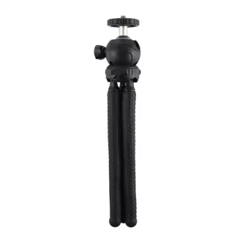 PULUZ PU435 Mini Octopus trikojis lankstus lenkiamas trikojis su 360° rutuline galvute ir telefono laikikliu išmaniesiems telefonams, kompaktinėms kameroms, veiksmo kameroms, mažiems beveidrodiniams fotoaparatams, maks. apkrova 1,2 kg, juodas
